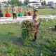 Polsek Utan Kompak Bersama Masyarakat Gotong Royong Bersihkan Taman Sangaria