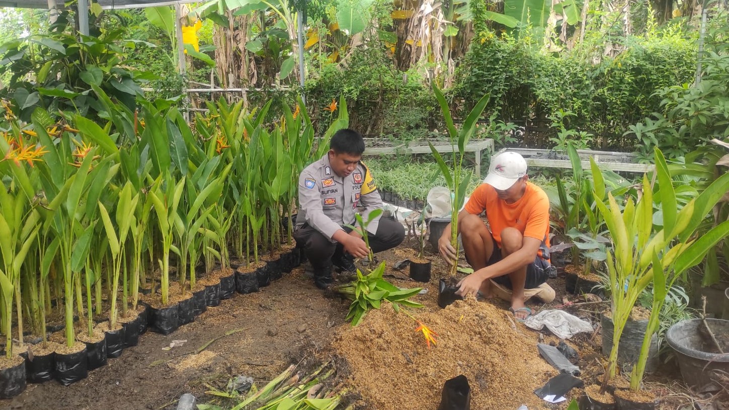 Ketahanan Pangan, Polsek Kediri Edukasi Warga Tanam Sayuran di Rumah